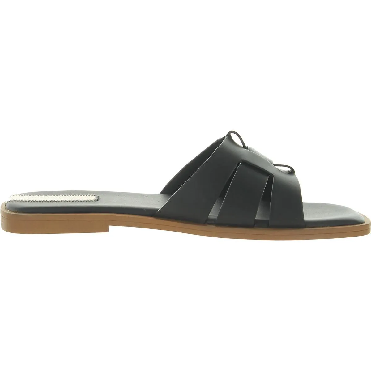 Mazy Womens Leather Strappy Slide Sandals
