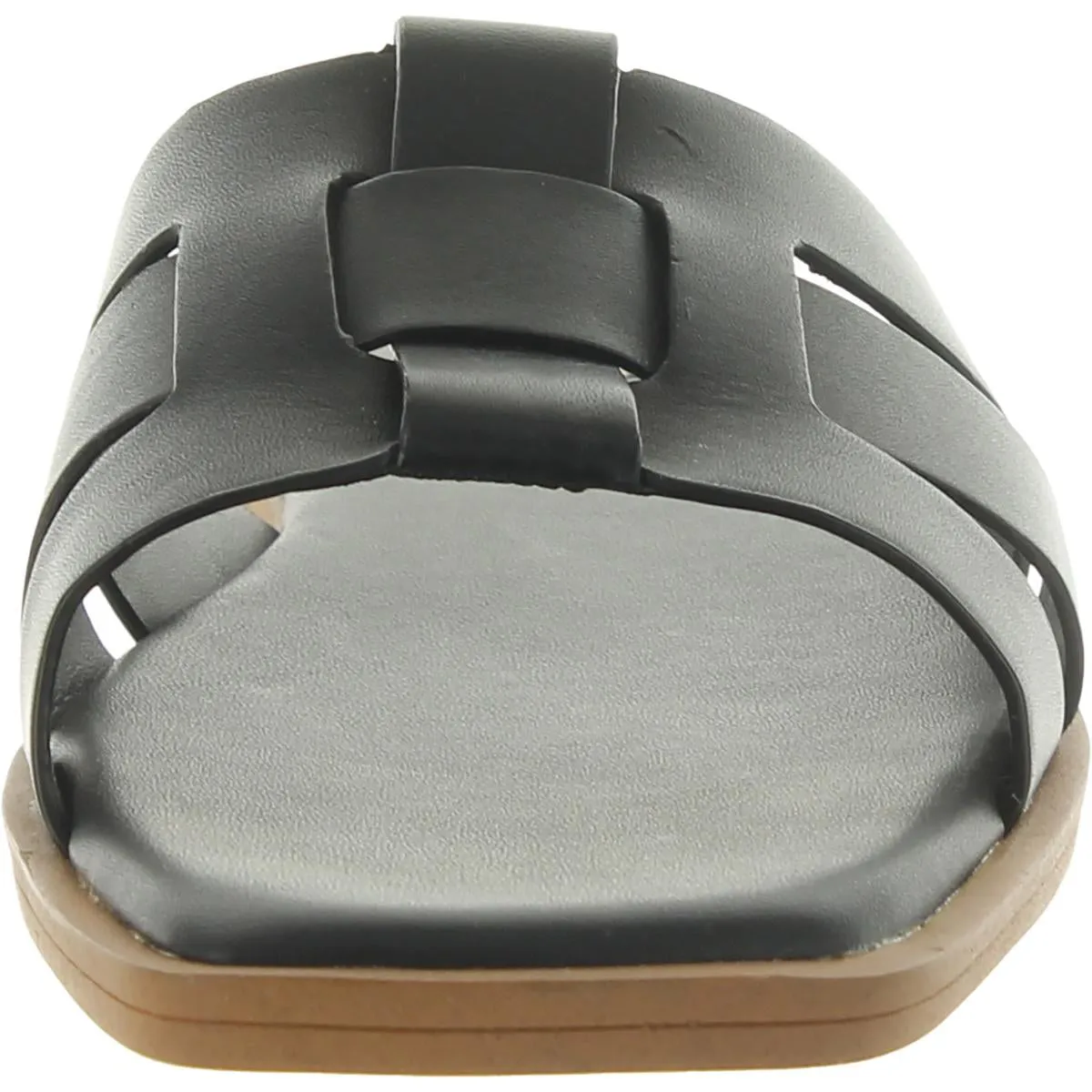 Mazy Womens Leather Strappy Slide Sandals