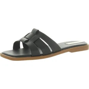 Mazy Womens Leather Strappy Slide Sandals