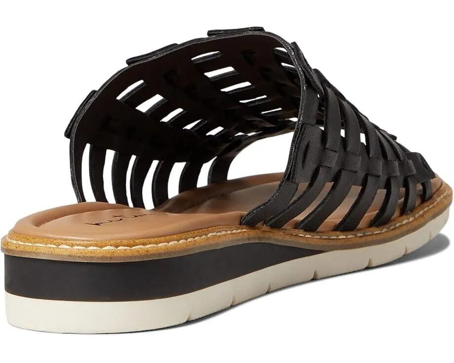 Me Too Arien Sandals Women's US 8 Black Leather Slip On Open Toe Slide KHD957