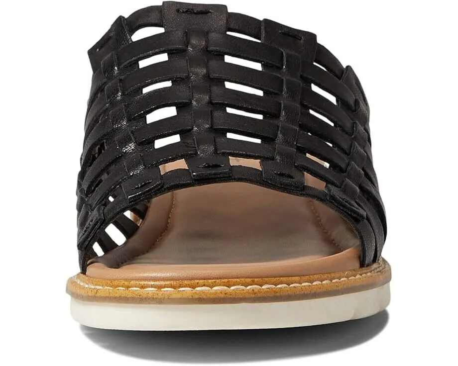 Me Too Arien Sandals Women's US 8 Black Leather Slip On Open Toe Slide KHD957