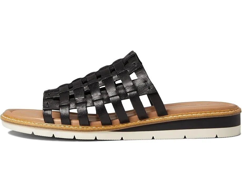 Me Too Arien Sandals Women's US 8 Black Leather Slip On Open Toe Slide KHD957