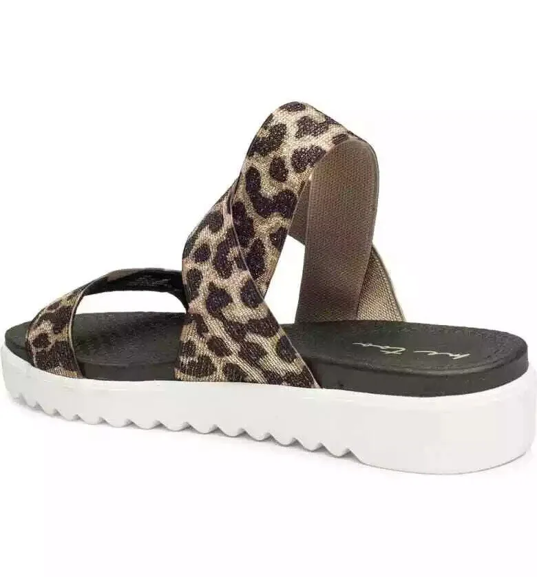 Me Too Mali 15 Sandal Women's 8.5 Brown Leopard Print Comfort Ankle Strap KHD412