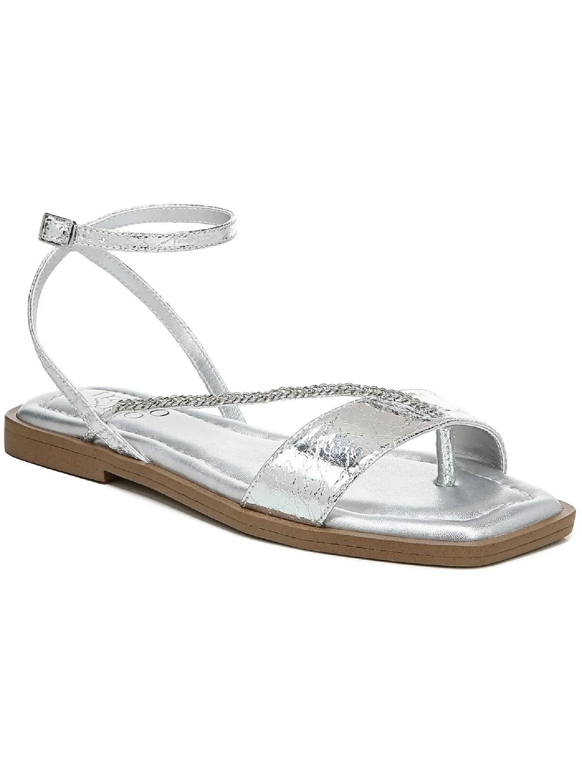 Mela Womens Faux Leather Ankle Strap Thong Sandals