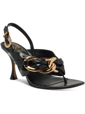 Melzie Womens Leather Chain Heels