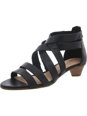 Mena Silk Womens Leather Zipper Strappy Sandals