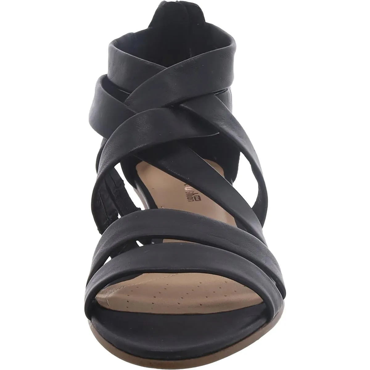 Mena Silk Womens Leather Zipper Strappy Sandals
