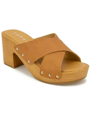 Mia Womens Criss-Cross Faux Leather Slide Sandals