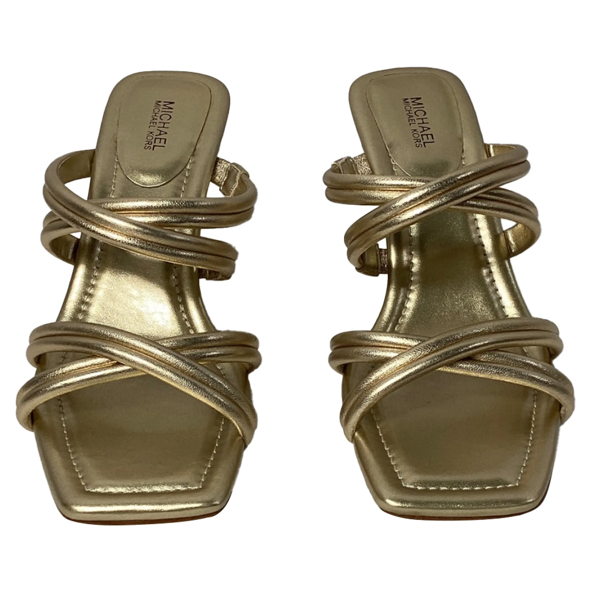 Michael Kors Corrine Metallic Sandal in Pale Gold Leather