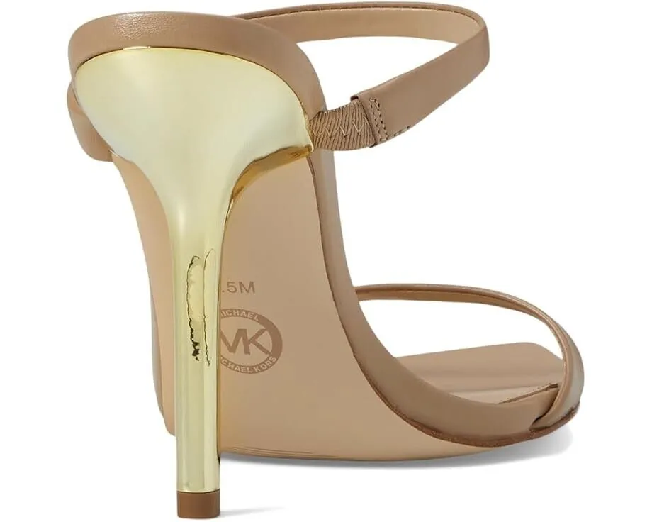 Michael Kors Lyssa Slide Women's 6.5 Camel Leather Stiletto Heel Sandals FZP234 (Camel,6.5)