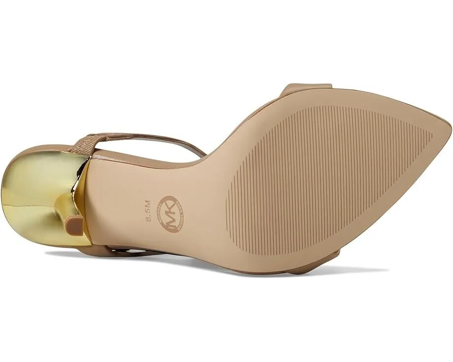 Michael Kors Lyssa Slide Women's 6.5 Camel Leather Stiletto Heel Sandals FZP234 (Camel,6.5)