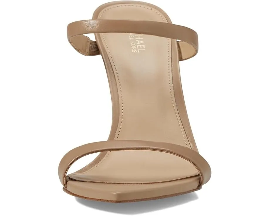 Michael Kors Lyssa Slide Women's 6.5 Camel Leather Stiletto Heel Sandals FZP234 (Camel,6.5)