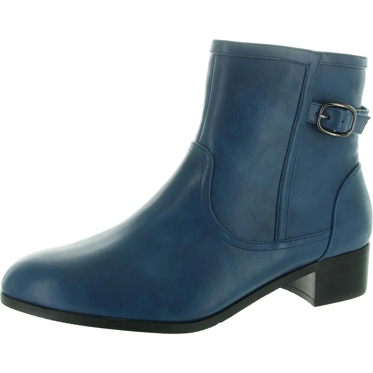 Millie Womens Faux Leather Block Heel Ankle Boots