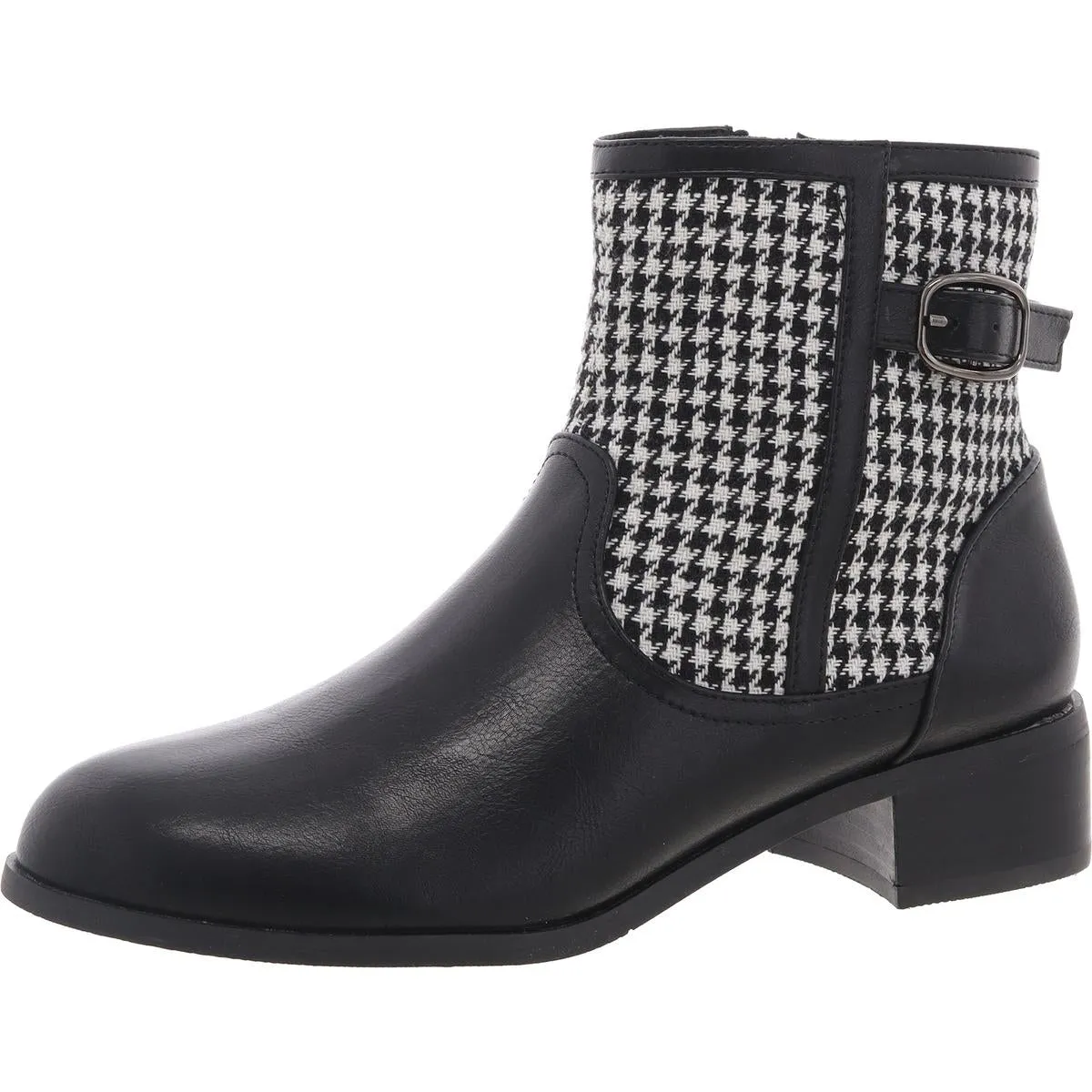 Millie Womens Faux Leather Block Heel Ankle Boots