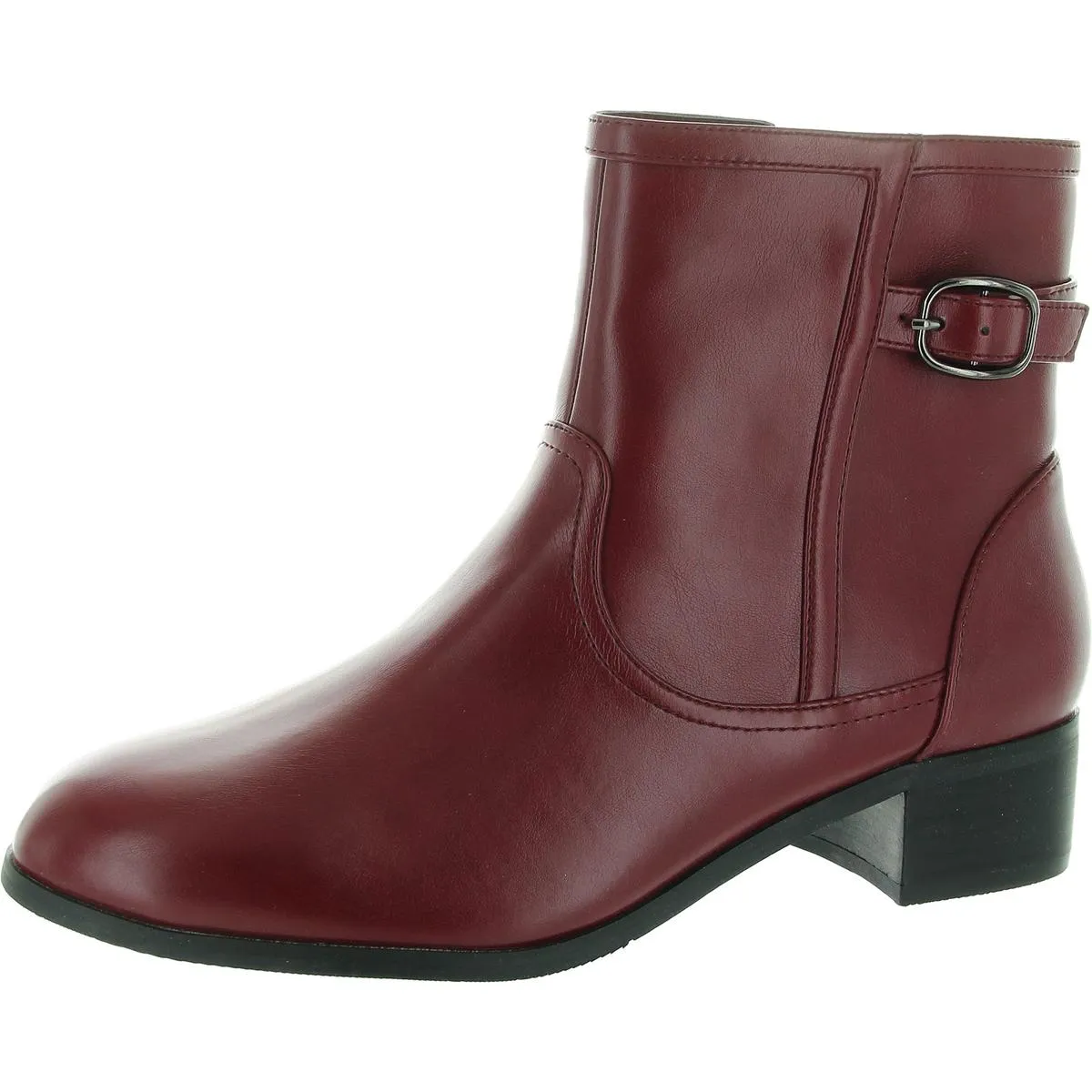 Millie Womens Faux Leather Block Heel Ankle Boots