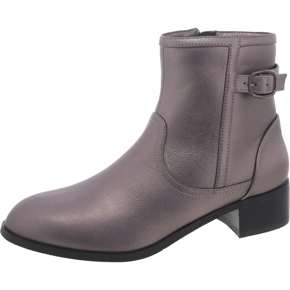 Millie Womens Faux Leather Block Heel Ankle Boots
