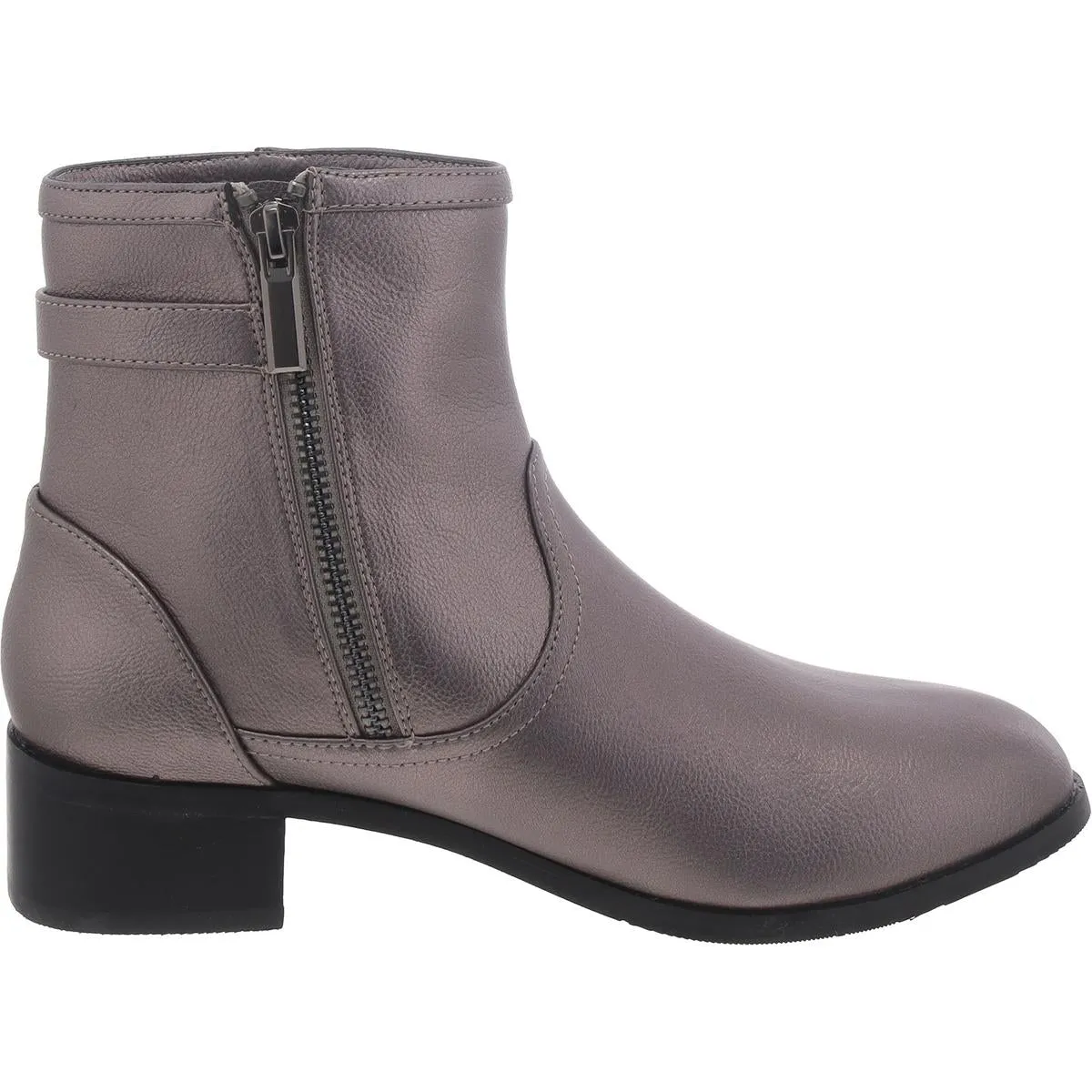 Millie Womens Faux Leather Block Heel Ankle Boots