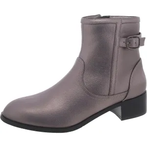 Millie Womens Faux Leather Block Heel Ankle Boots