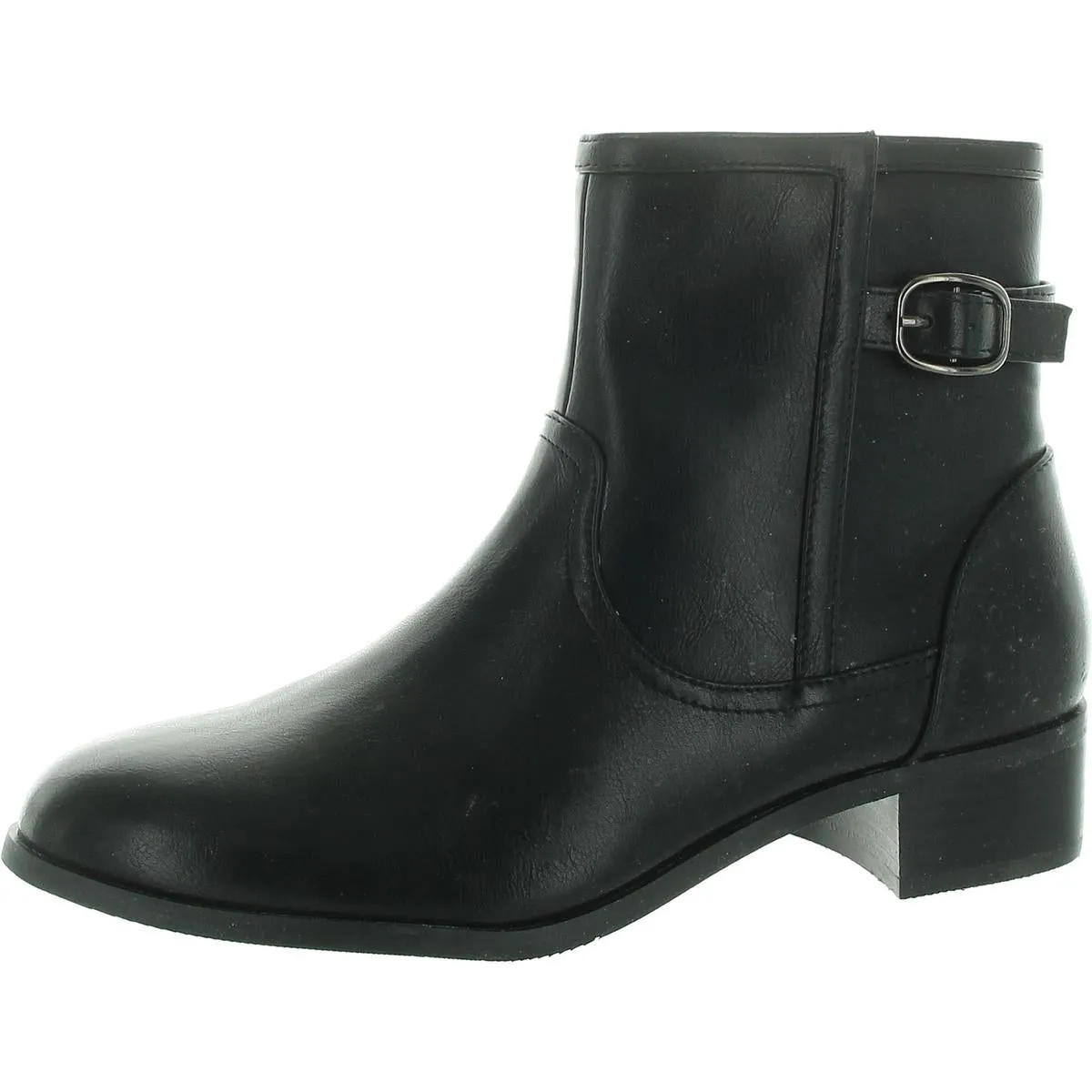 Millie Womens Faux Leather Block Heel Ankle Boots