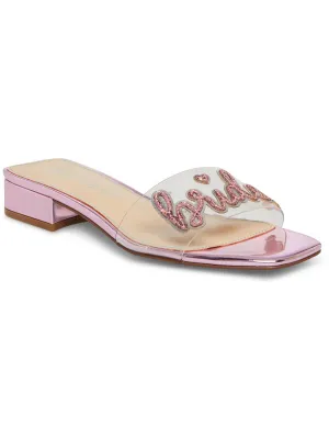 Mint Womens Patent Metallic Slide Sandals