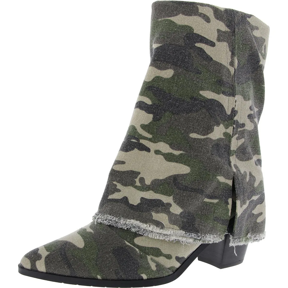 Miranda Womens Denim Pointed Toe Mid-Calf Boots