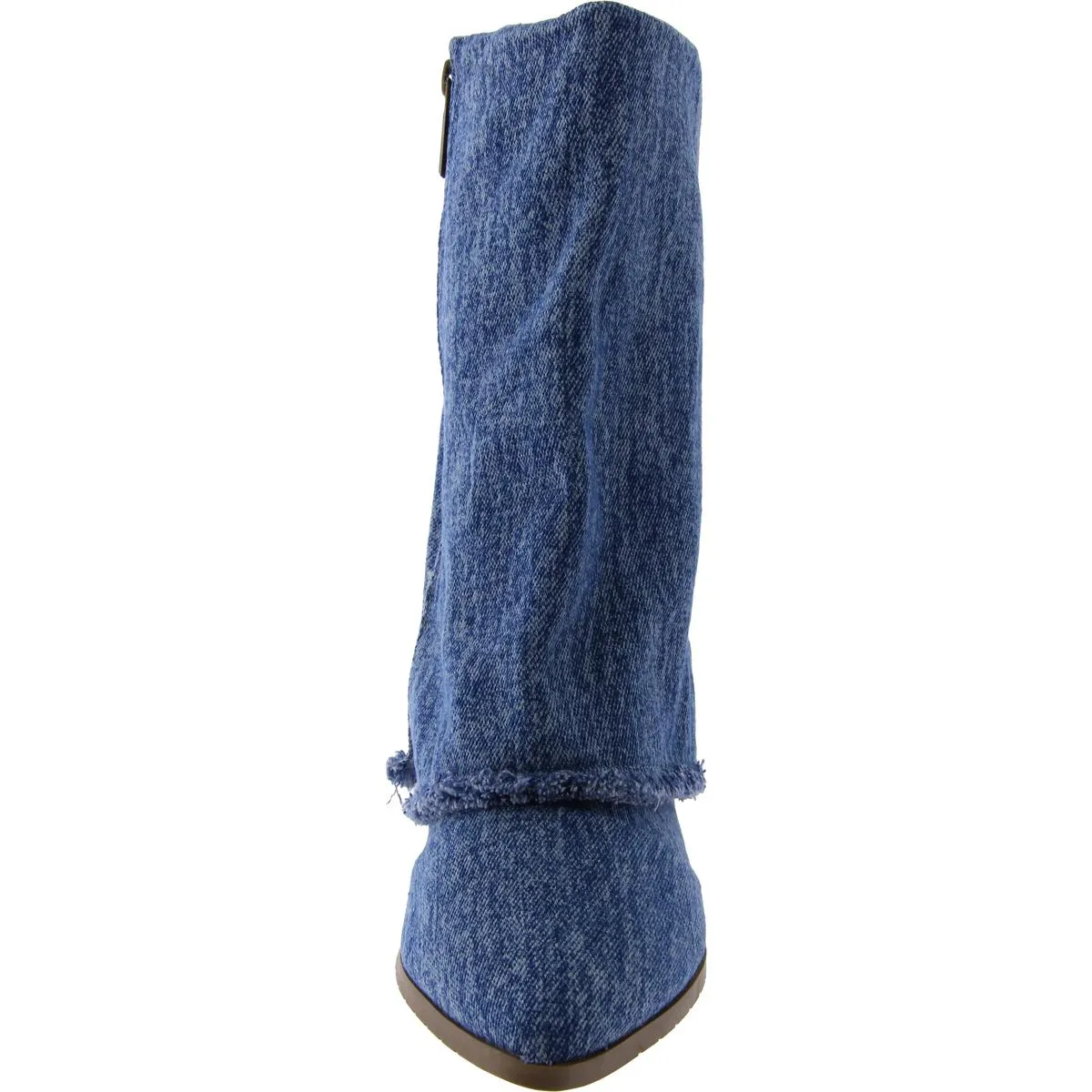 Miranda Womens Denim Pointed Toe Mid-Calf Boots