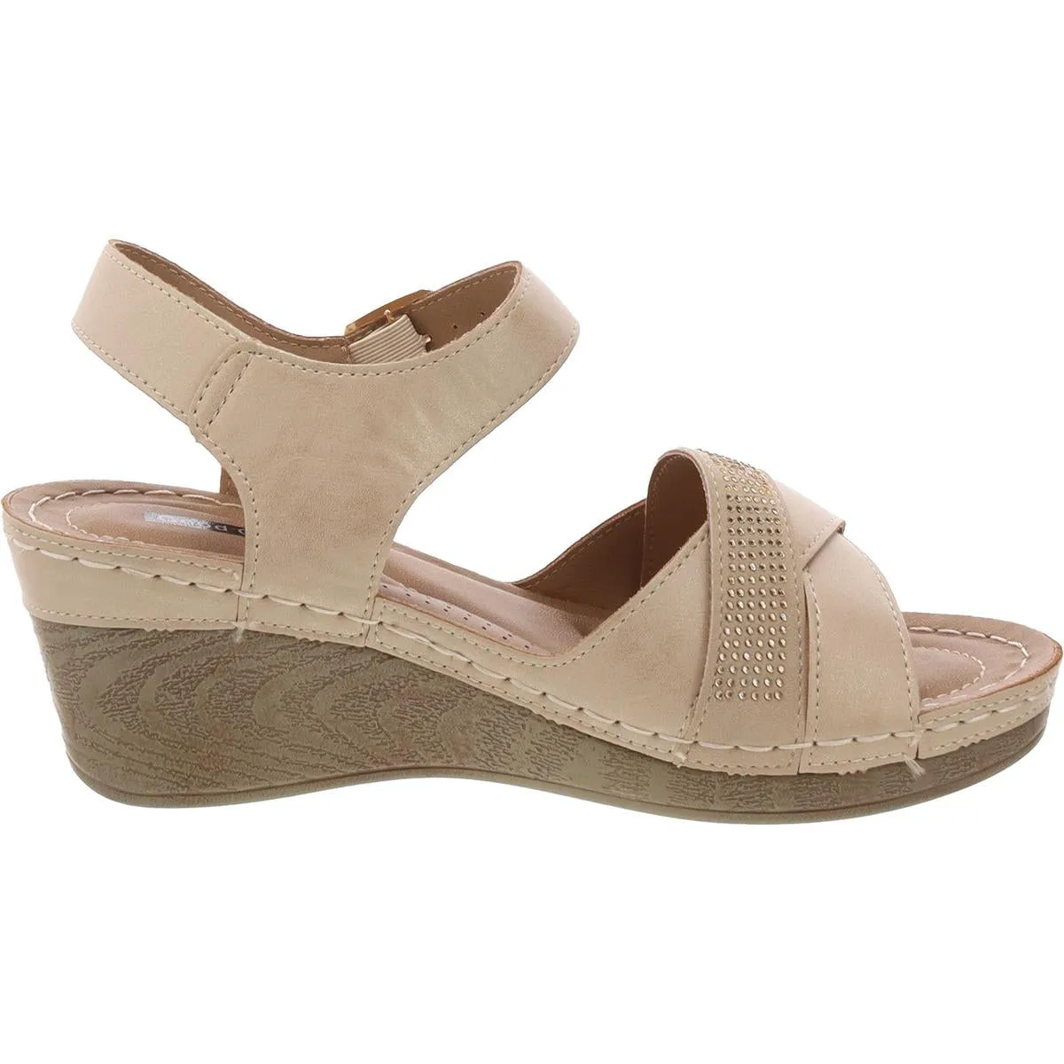 Monaco Womens Comfort Insole Man Made Wedge Sandals