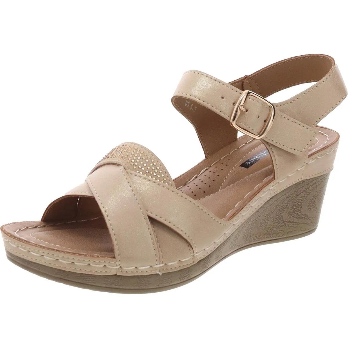 Monaco Womens Comfort Insole Man Made Wedge Sandals