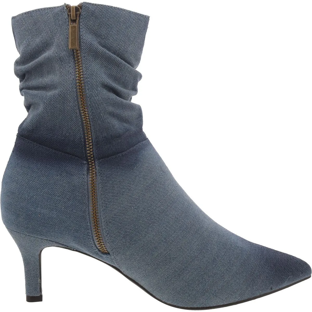 Morgan Womens Denim Pointed Toe Mid-Calf Boots