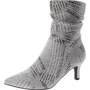 Morgan Womens Denim Pointed Toe Mid-Calf Boots