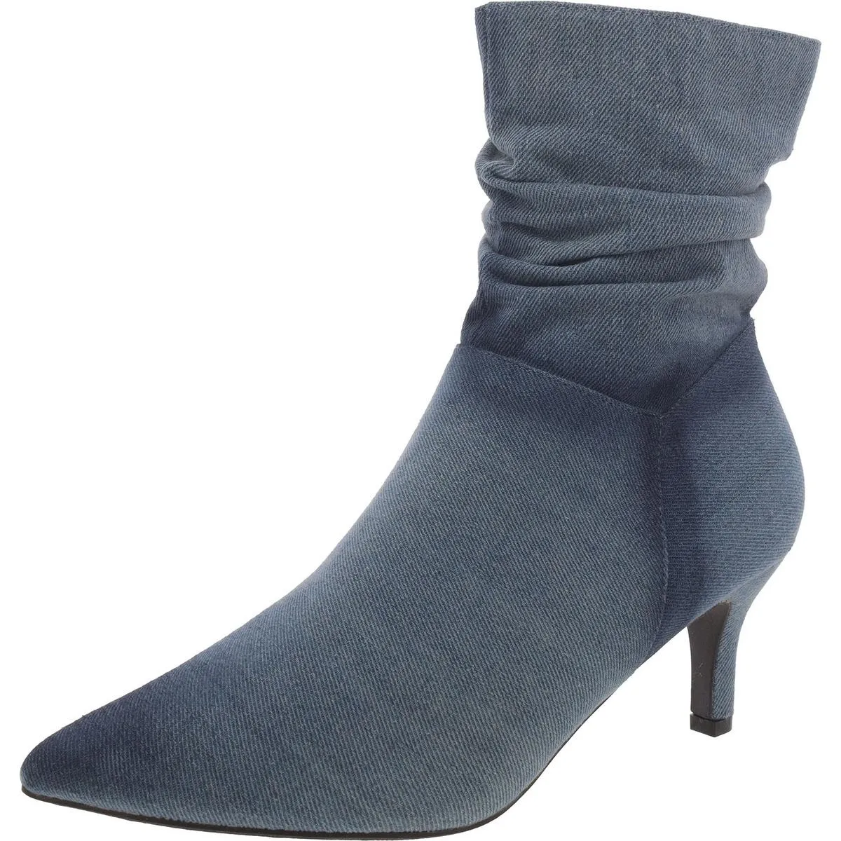 Morgan Womens Denim Pointed Toe Mid-Calf Boots