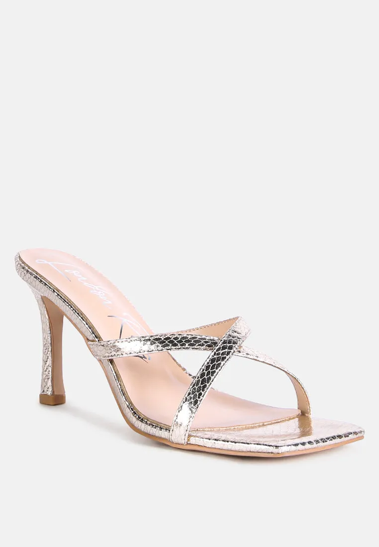 muriel croc cross strap slider sandals