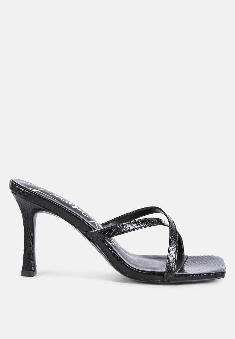 muriel croc cross strap slider sandals