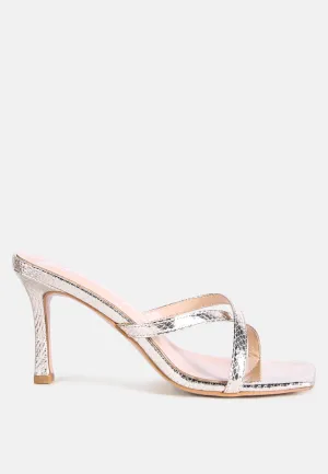 muriel croc cross strap slider sandals