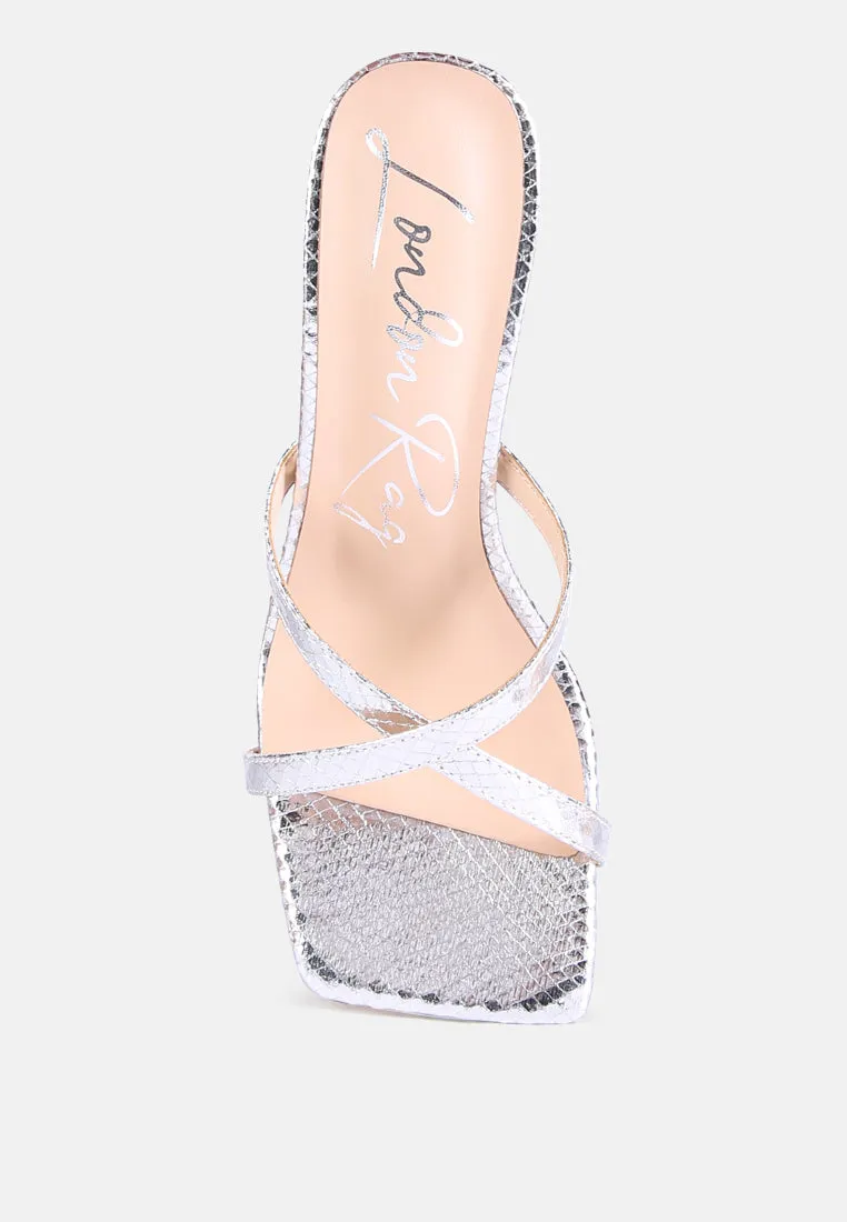 muriel croc cross strap slider sandals