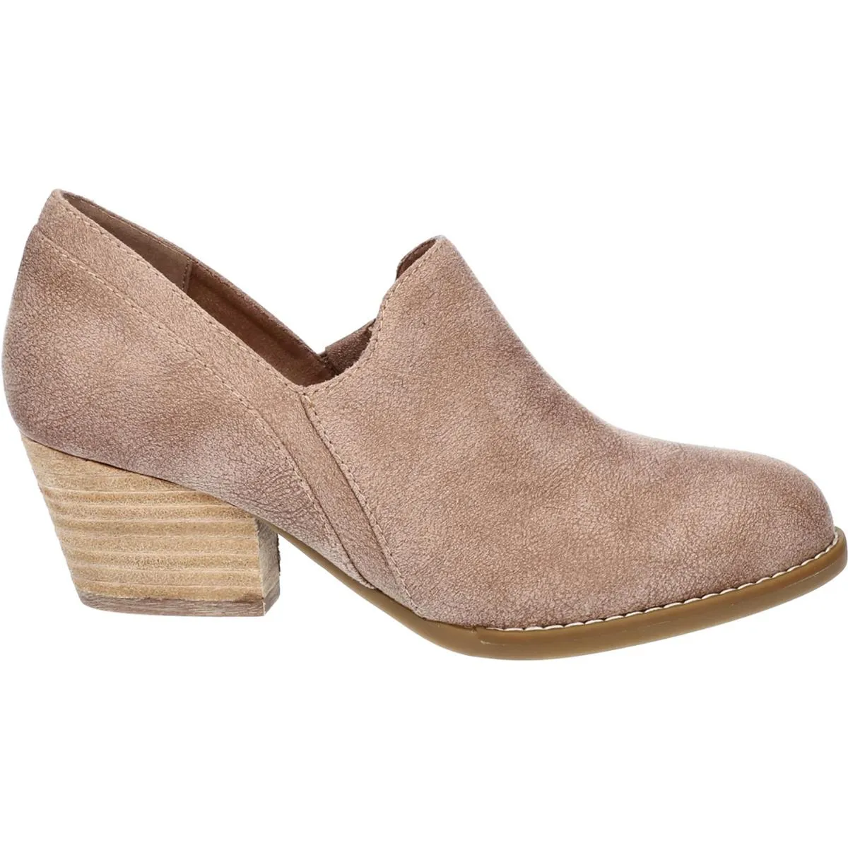 Nakia Womens Faux Suede Stacked Heels Shooties