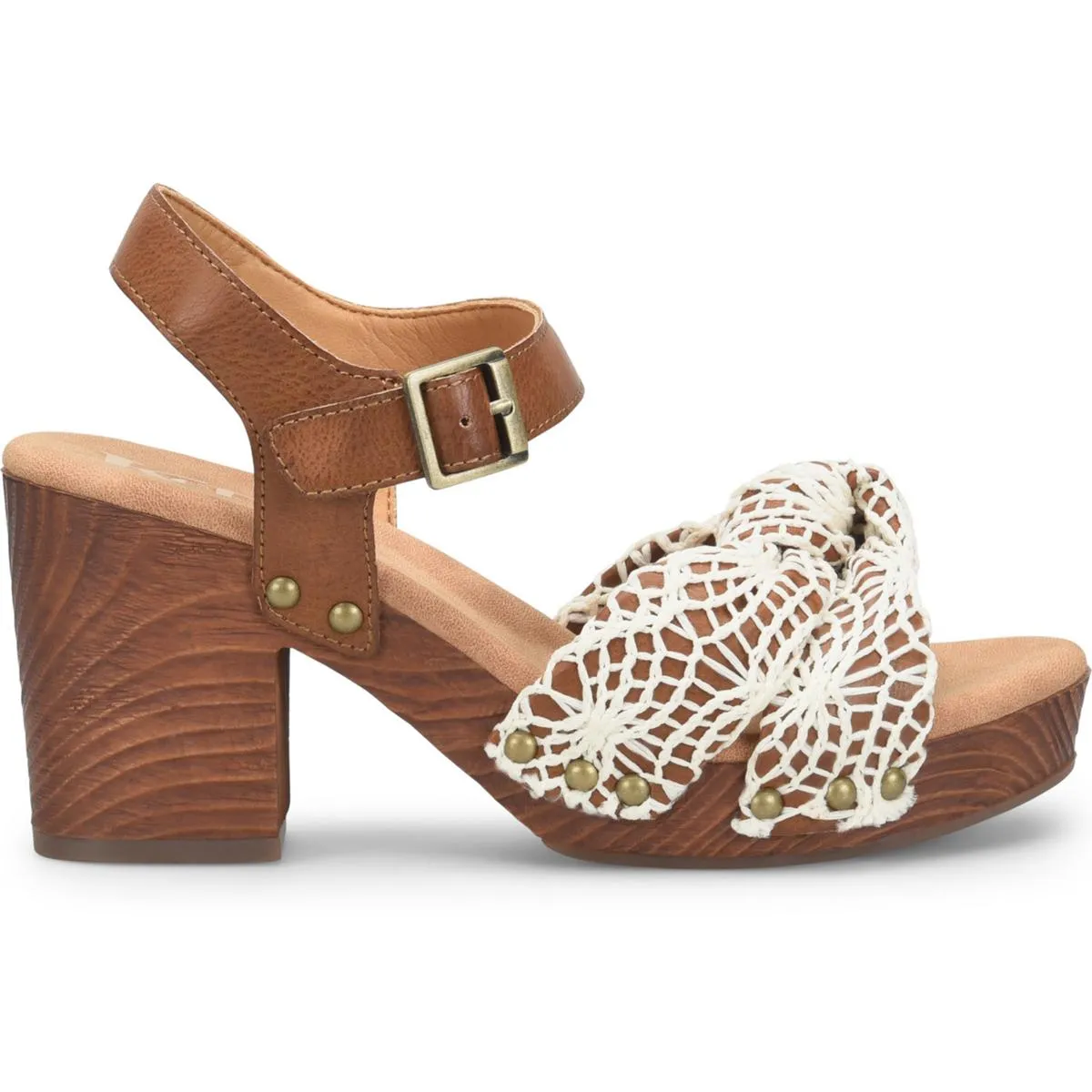 NATALIA Womens Webbed Studded Ankle Strap