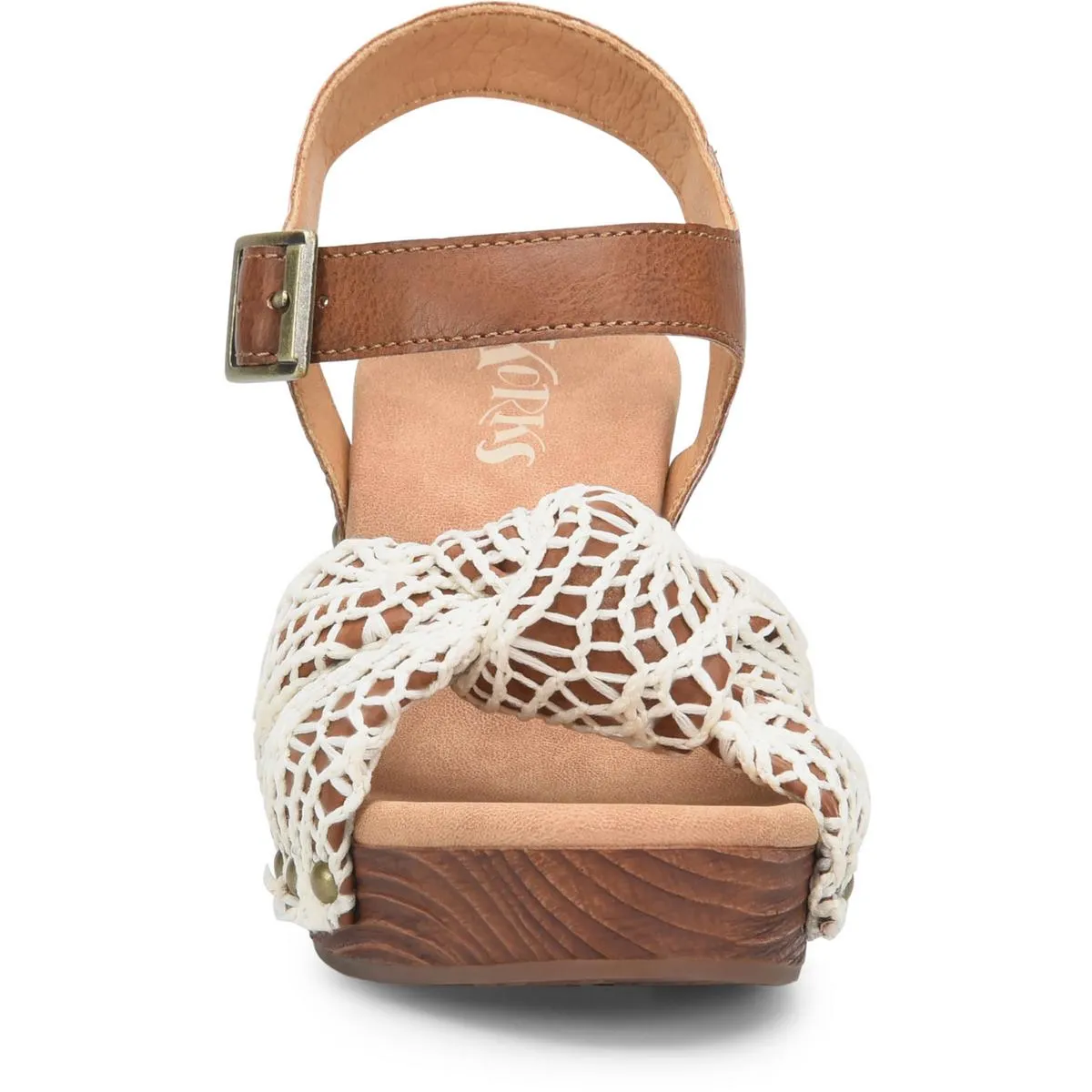 NATALIA Womens Webbed Studded Ankle Strap