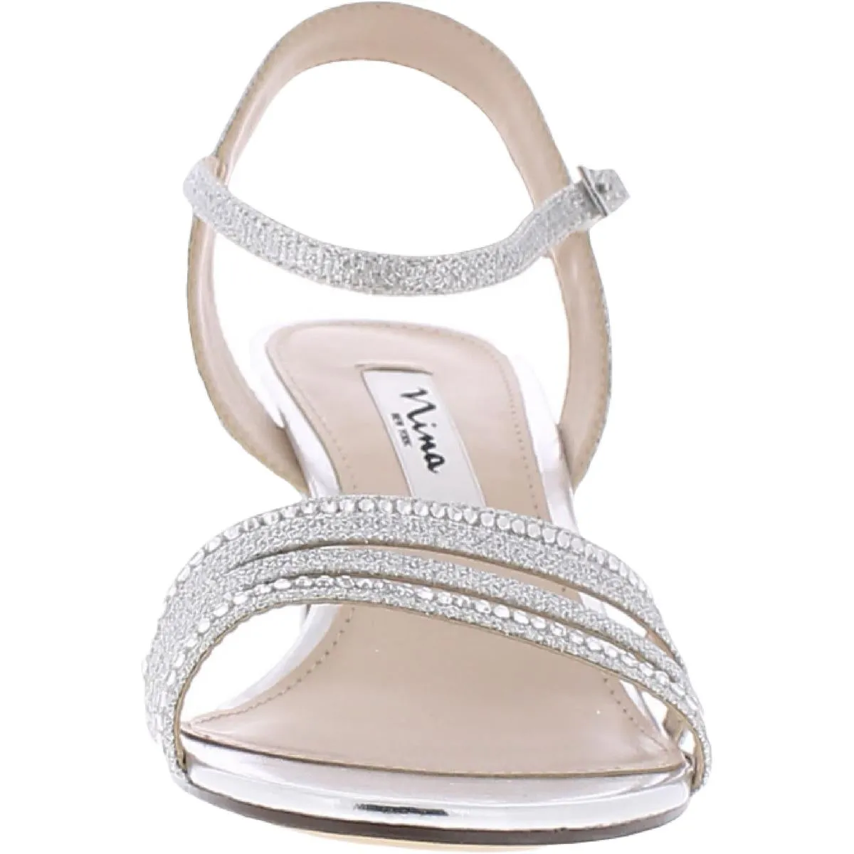 Nelena Womens Metallic Rhinestone Dress Sandals