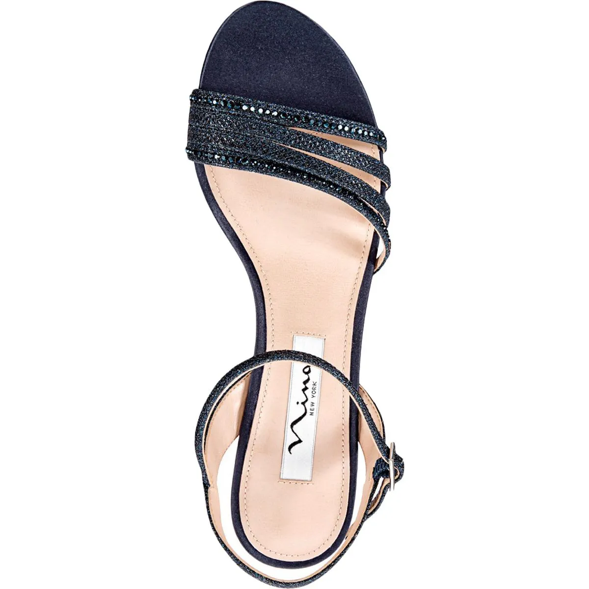 Nelena Womens Metallic Rhinestone Dress Sandals