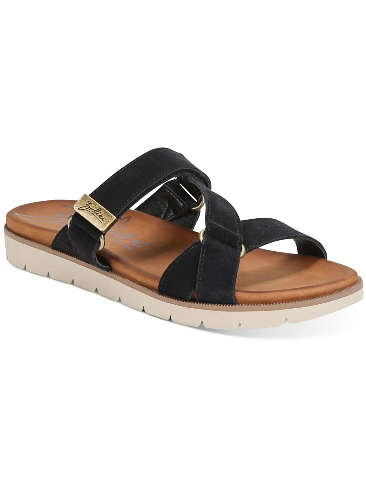 Nelia Womens Leather Slip On Strappy Sandals