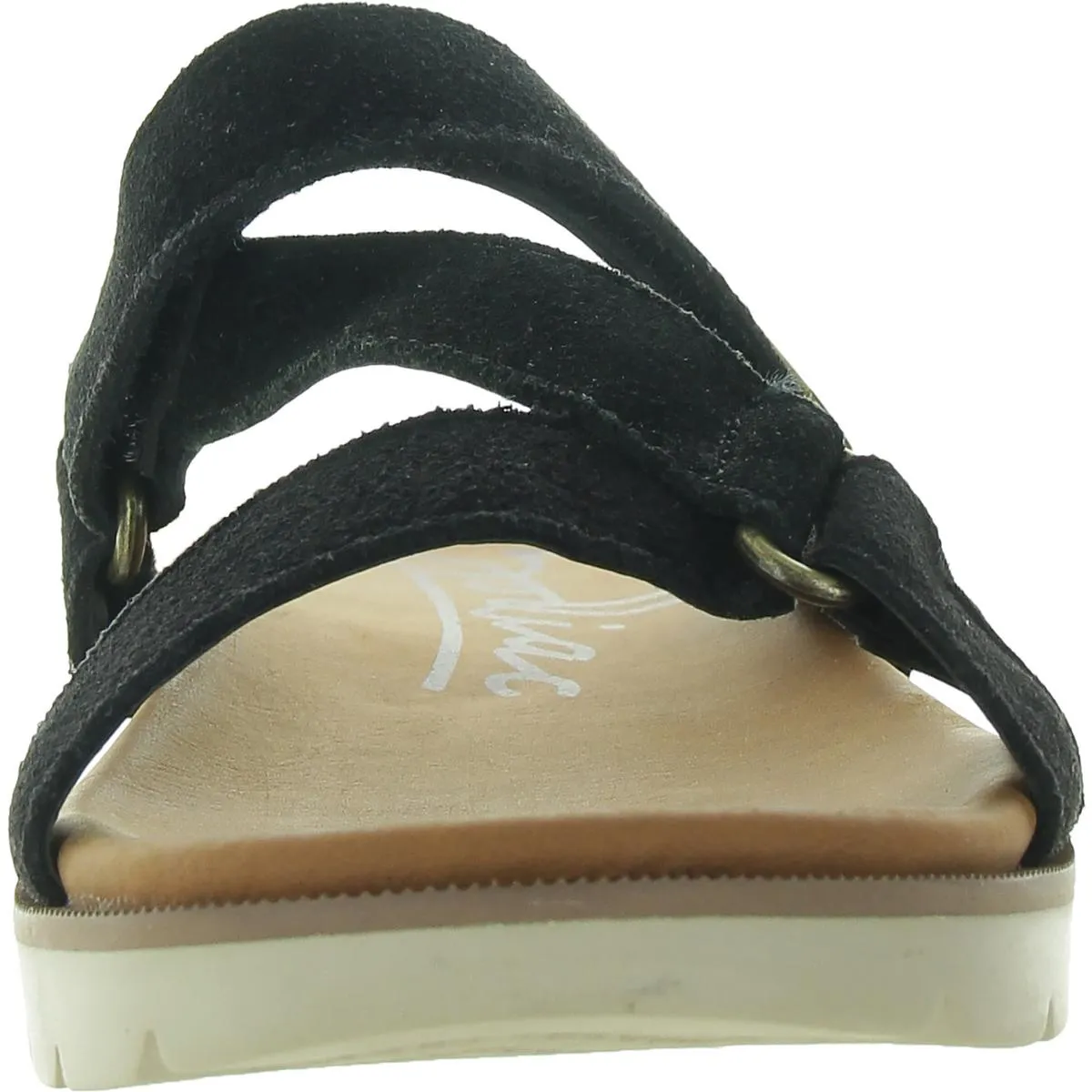 Nella Womens Adjustable Leather Slide Sandals