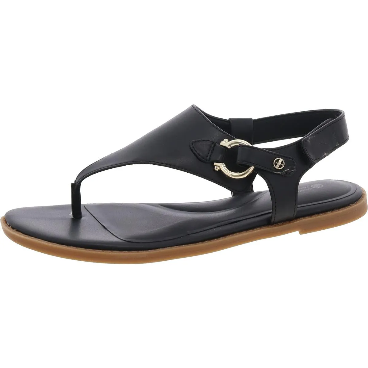 Nennie Womens Solid Man Made Thong Sandals