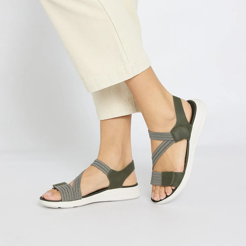 Neon Sandal in Khaki Multi