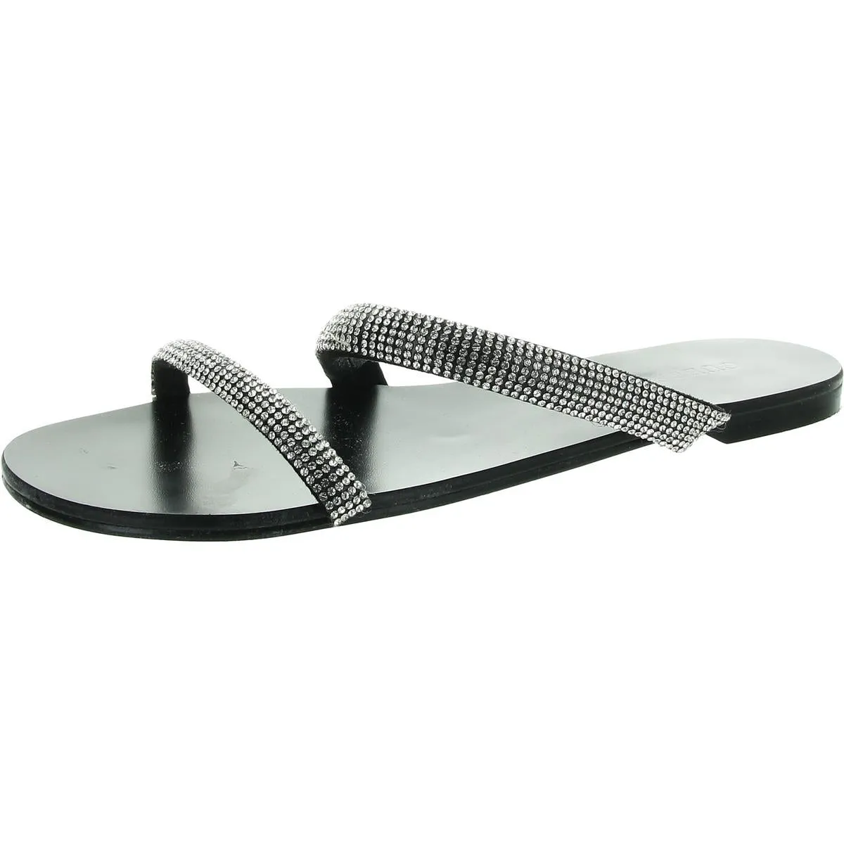 Nerica 2 Womens Rhinestone Faux Suede Slide Sandals