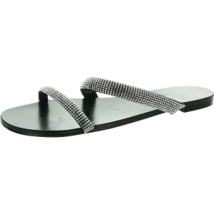 Nerica 2 Womens Rhinestone Faux Suede Slide Sandals