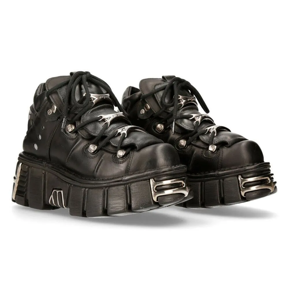 New Rock Black Gothic Ankle Boots-106-S1