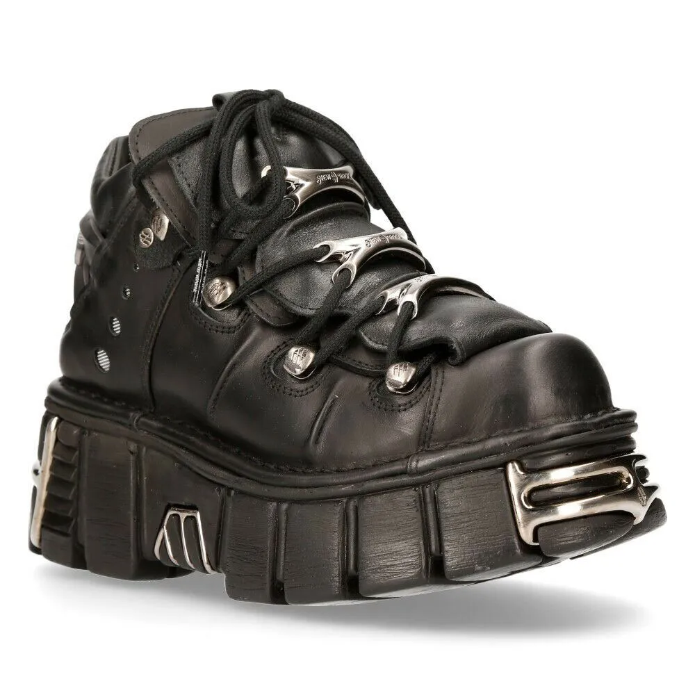 New Rock Black Gothic Ankle Boots-106-S1