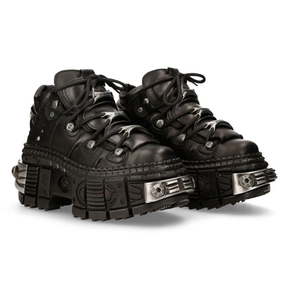 New Rock Leather Platform Ankle Boots-WALL106-S10