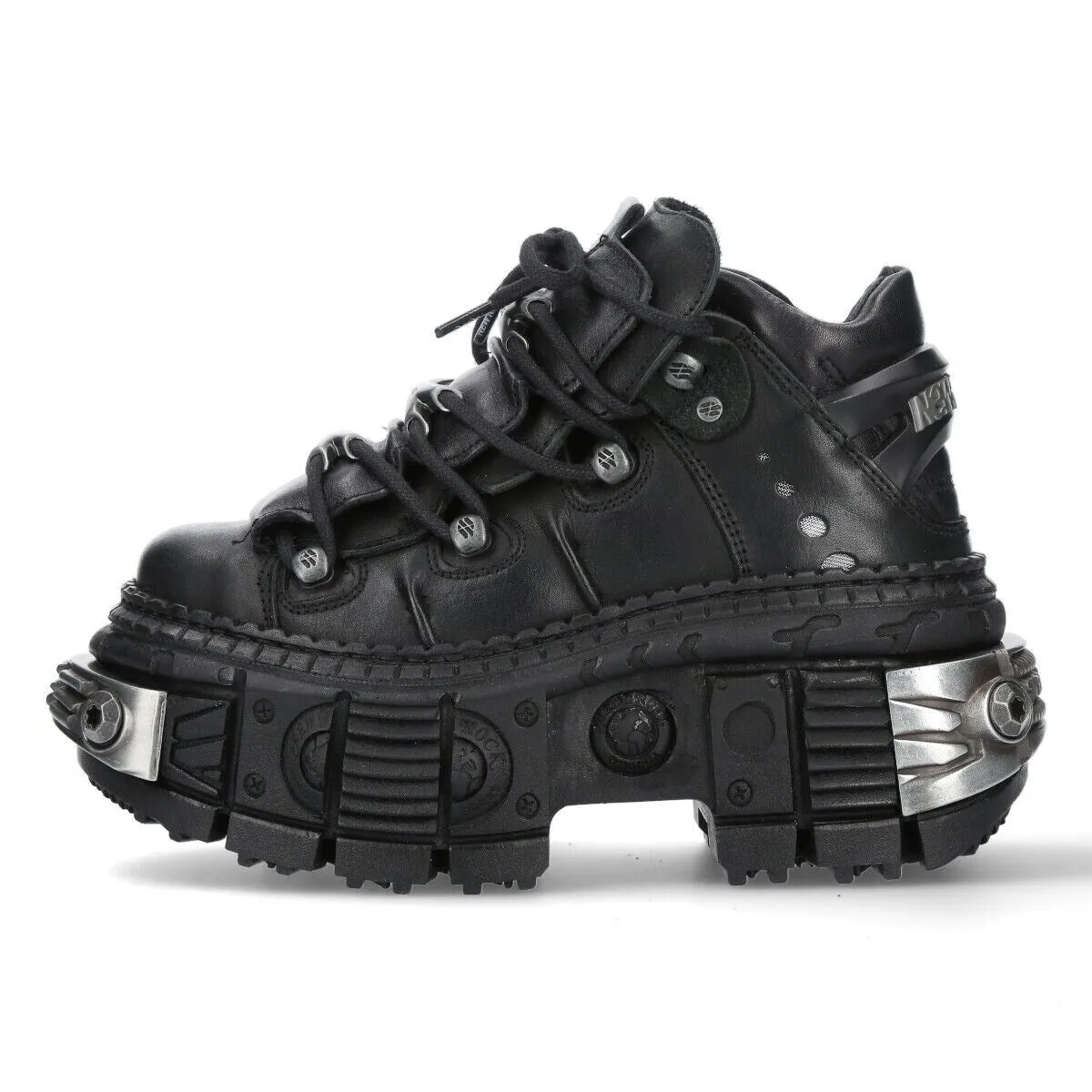 New Rock Leather Platform Ankle Boots-WALL106-S10